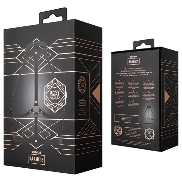 Rosy Gold - harnais corporel - réglable - simili cuir noir et or rose