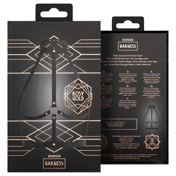 Rosy Gold - harnais corporel - réglable - simili cuir noir et or rose