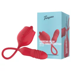   Teazers Rose - vibromasseur à va-et-vient avec stimulateur clitoridien langue (rouge)