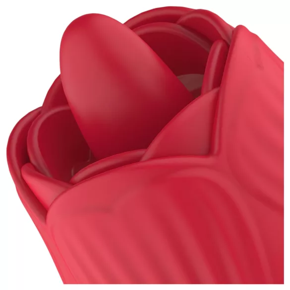 Teazers Rose - vibromasseur à va-et-vient avec stimulateur clitoridien langue (rouge)