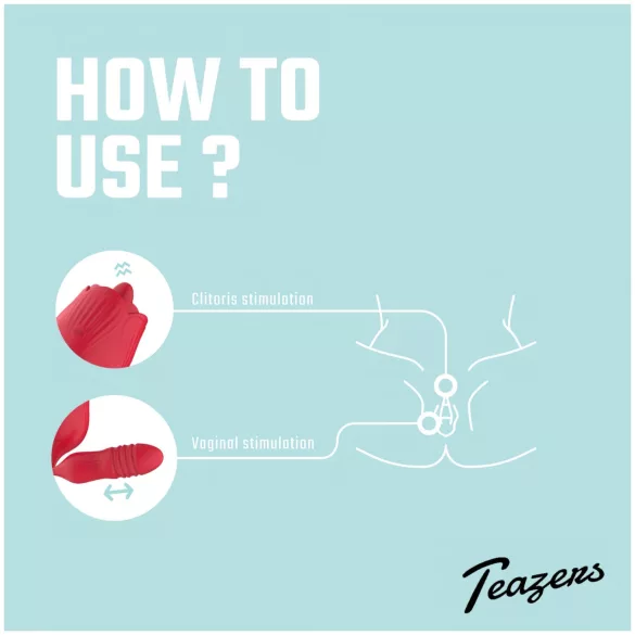 Teazers Rose - vibromasseur à va-et-vient avec stimulateur clitoridien langue (rouge)
