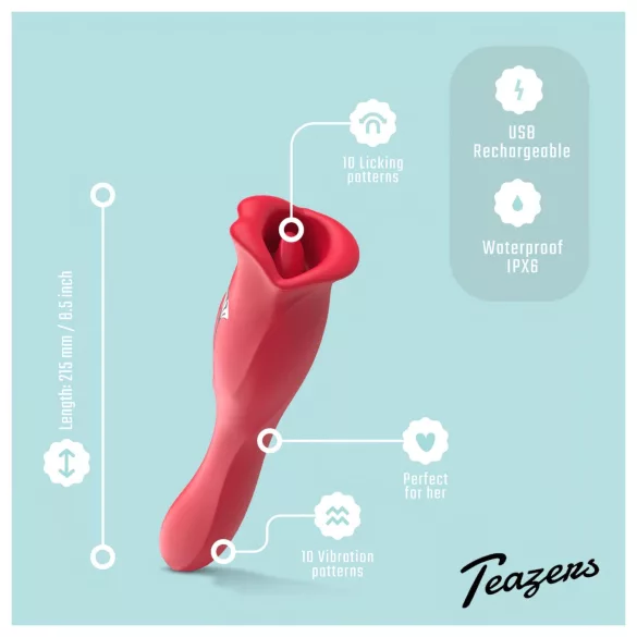Teazers - vibromasseur double avec stimulateur clitoridien à langue (rouge)