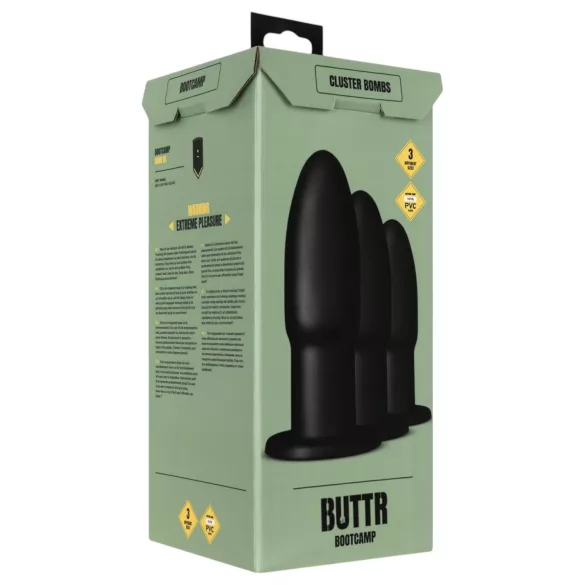 BUTTR - kit de training anal - boules progressives - silicone noir