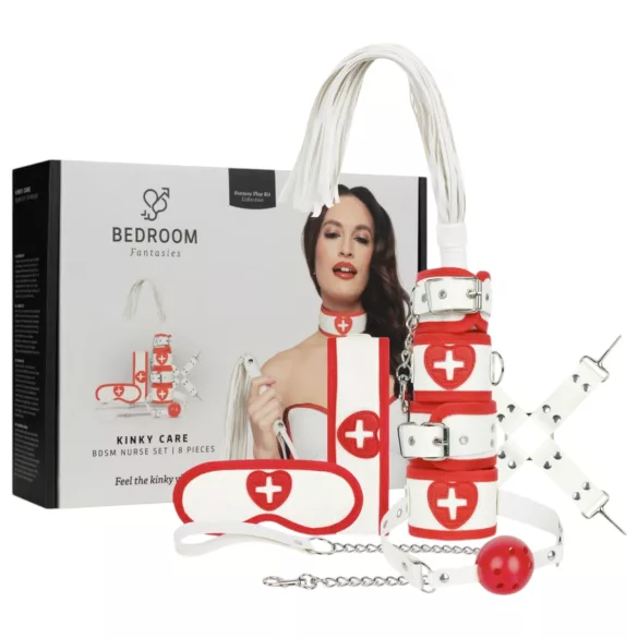 Bedroom Fantasies - Costume infirmière 8 pièces - rouge et blanc
