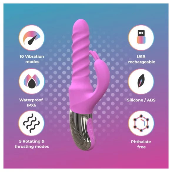 Good Vibes Only - vibromasseur rotatif et à va-et-vient avec bras clitoridien (rose)