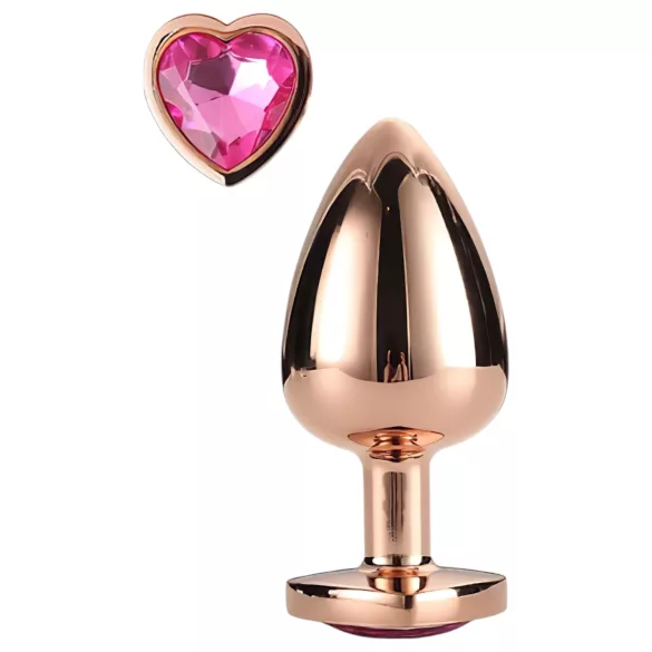 Gleaming Love - plug anal aluminium pierre cœur - rose gold