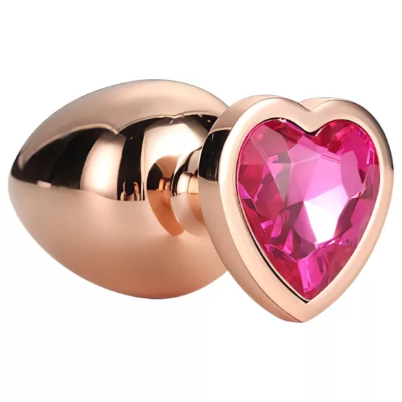 Gleaming Love - plug anal aluminium pierre cœur - rose gold