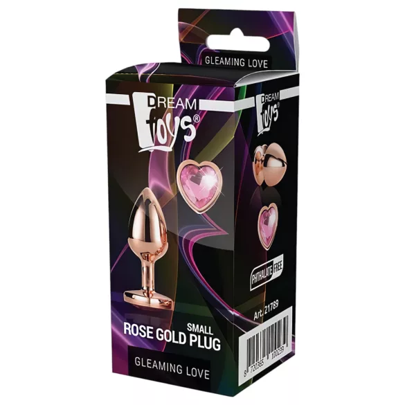 Gleaming Love - plug anal aluminium pierre cœur - rose gold