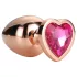 Gleaming Love - plug anal aluminium cœur cristal - M - rose doré