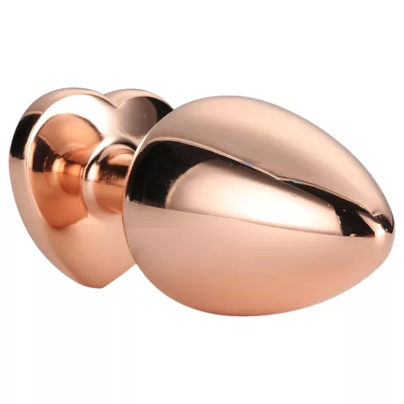 Gleaming Love - plug anal aluminium cœur cristal - M - rose doré