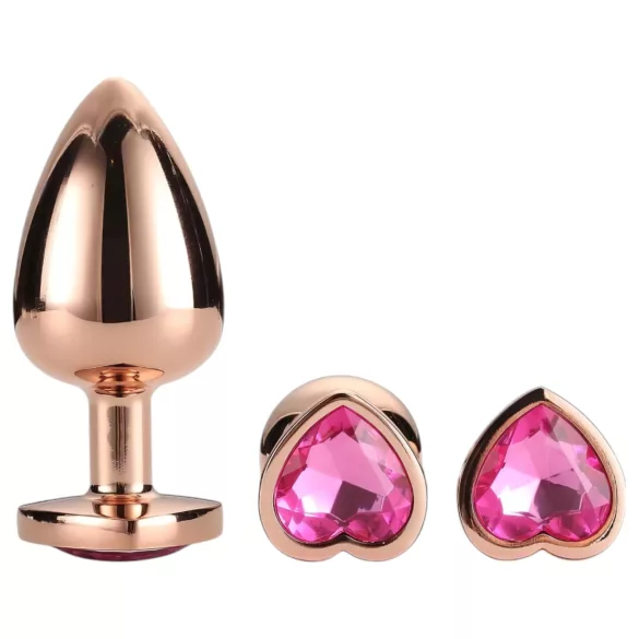 Gleaming Love - plug anal cœur - set de 3 - rosegold