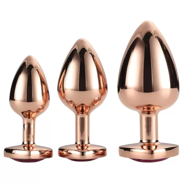 Gleaming Love - plug anal cœur - set de 3 - rosegold
