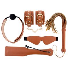 Blaze Elite - kit BDSM 5 pièces - cuir couleur cognac