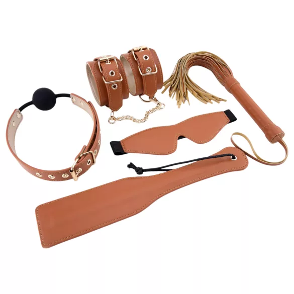 Blaze Elite - kit BDSM 5 pièces - cuir couleur cognac