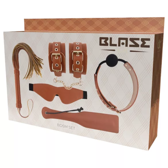 Blaze Elite - kit BDSM 5 pièces - cuir couleur cognac