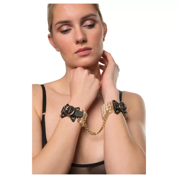 Allure - menottes de poignet à perles - noir