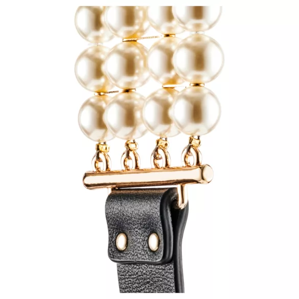 Allure - collier perlé avec laisse - noir