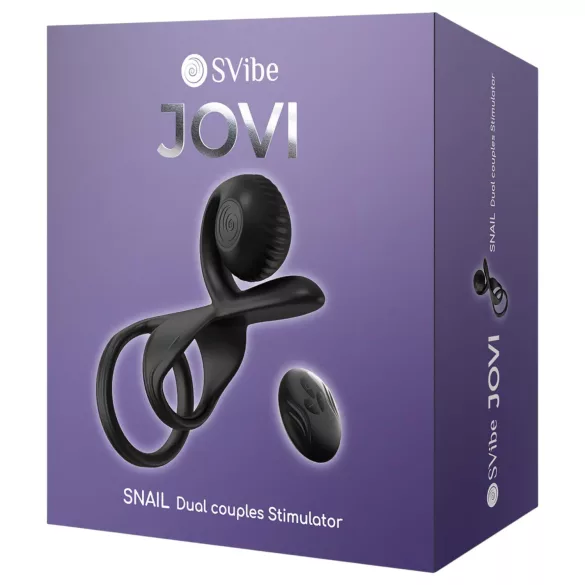 Snail Vibe Jovi - anneau pénis et vibromasseur couple - silicone noir