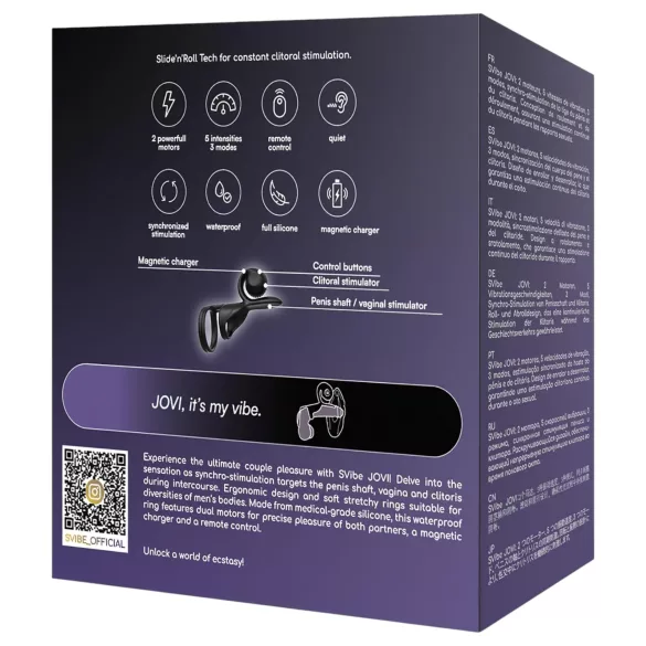 Snail Vibe Jovi - anneau pénis et vibromasseur couple - silicone noir