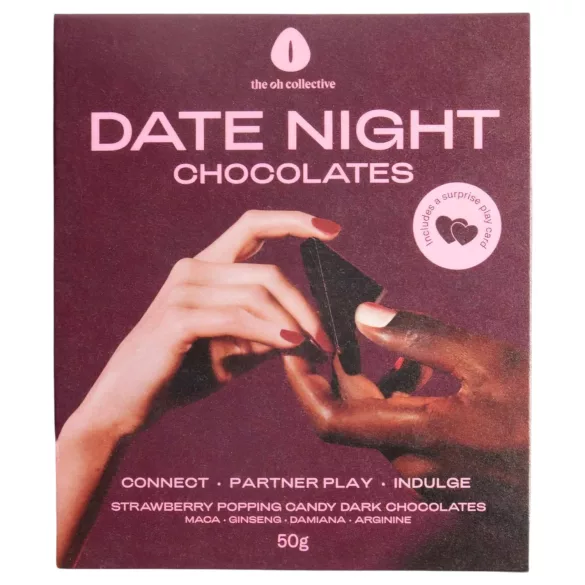 The Oh Collective Date Night - chocolat noir à la pomme et à la fraise pour couples (50 g)