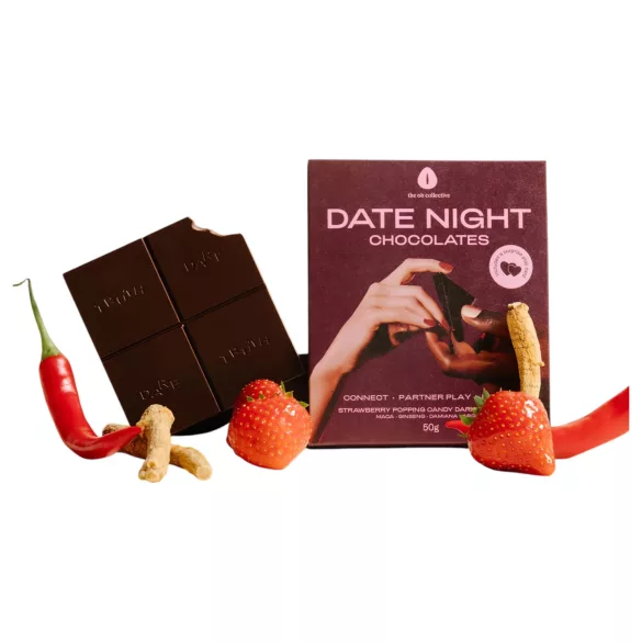 The Oh Collective Date Night - chocolat noir à la pomme et à la fraise pour couples (50 g)