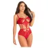 Zôf Ruby - body en dentelle à découpes avec bretelles réglables (rouge)