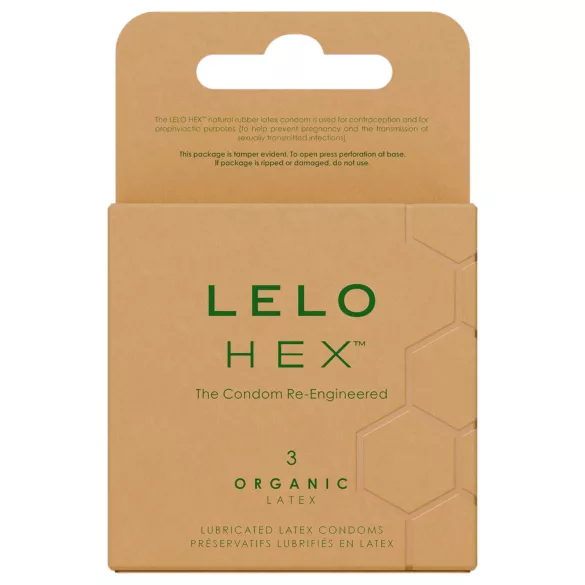 LELO Hex Organic - préservatif ultra fin - latex naturel - boîte de 3