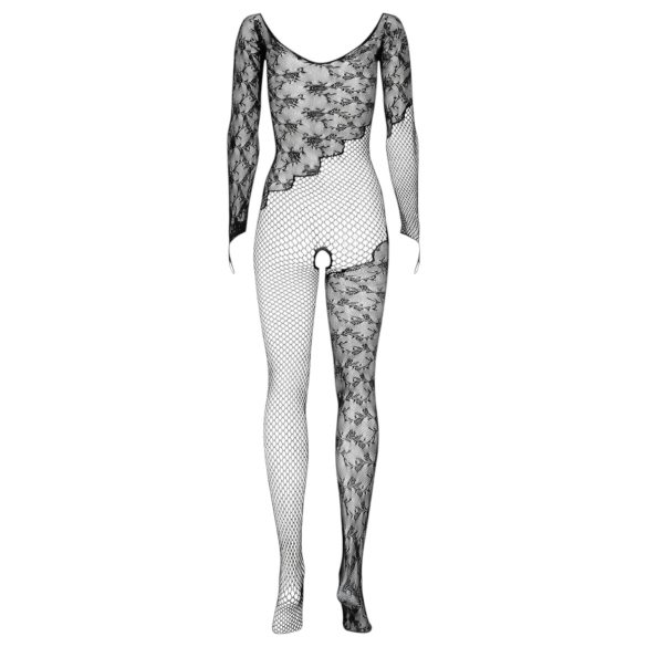 Obsessive F210 - Combinaison résille rosée à manches longues - noir (S-L)