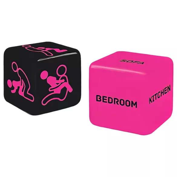 Dés érotiques avec accroche-porte (noir-rose)