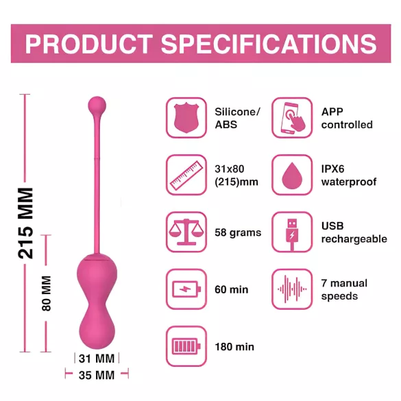 Magic Motion Kegel Master - Duo de boules de geisha intelligentes (rose)