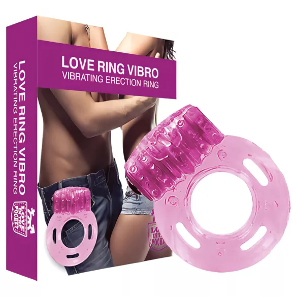 Love in the Pocket - anneau pénien vibrant jetable - silicone rose