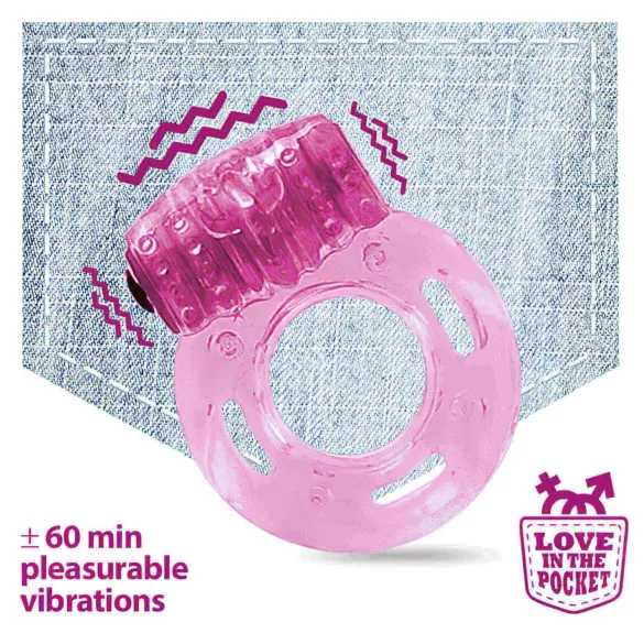 Love in the Pocket - anneau pénien vibrant jetable - silicone rose