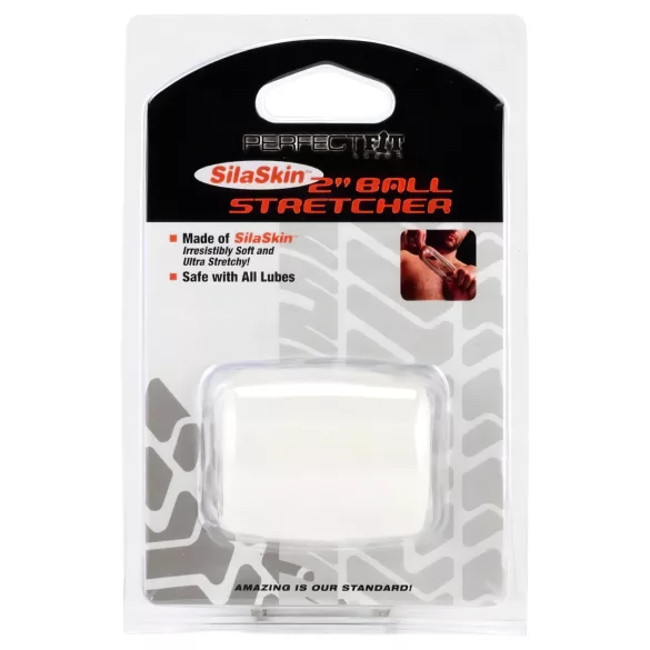 SilaSkin - Anneau et allongeur pour testicules - silicone extensible - blanc