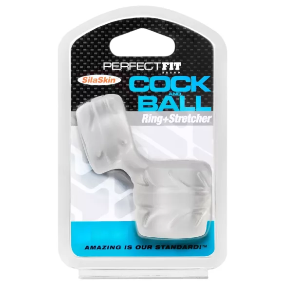Perfect Fit - Anneau pénien et anneau d’étirement pour testicules en SilaSkin (blanc)