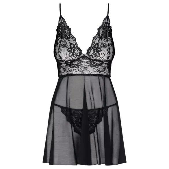 Obsessive Idillia - nuisette légère en dentelle et string (noir) - L/XL