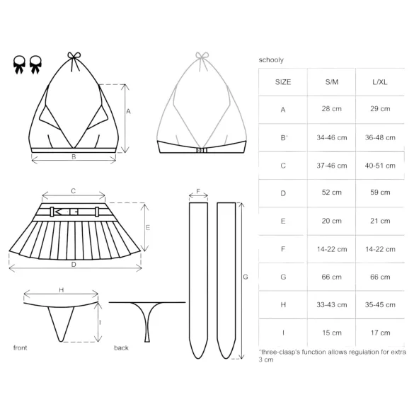 Obsessive - déguisement d’écolière - set 6 pièces - lingerie sexy - L/XL