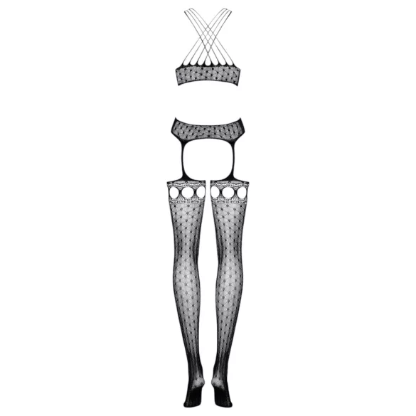 Obsessive - ensemble lingerie lacet multi-bretelles en dentelle noir S-L