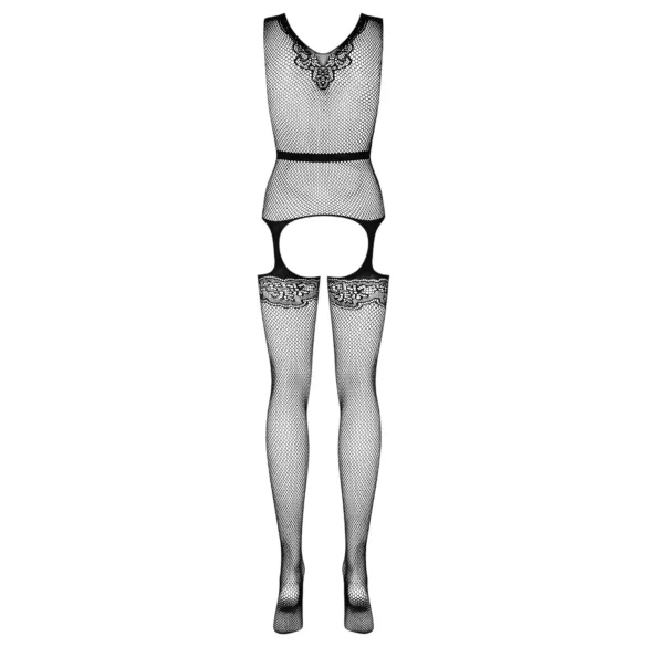 Obsessive - ensemble résille motif satiné avec nœud - noir (S-L)