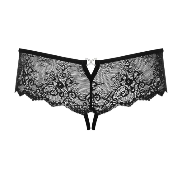 Obsessive Merossa - string ouvert femme avec strass - noir