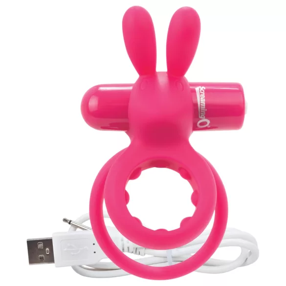 Screaming O Ohare - anneau pénien vibrant lapin rechargeable - silicone rose