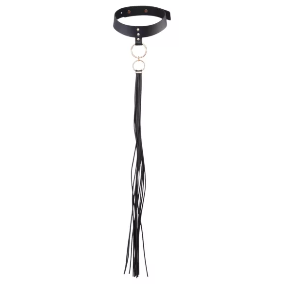 Bijoux Indiscrets - collier et fouet - cuir noir