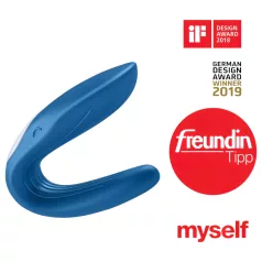   Satisfyer Double Whale - vibromasseur couple 2 moteurs - silicone bleu