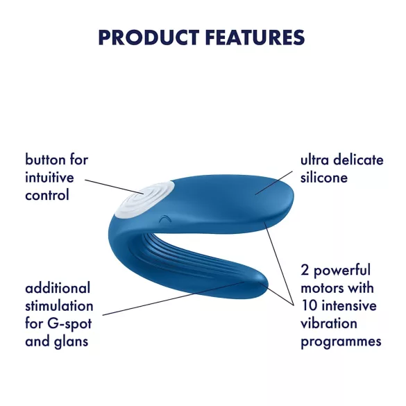 Satisfyer Double Whale - vibromasseur couple 2 moteurs - silicone bleu