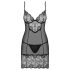 Obsessive Alluria - nuisette en dentelle et string (noir) - L/XL