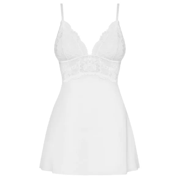 Obsessive - babydoll en dentelle avec string - blanc