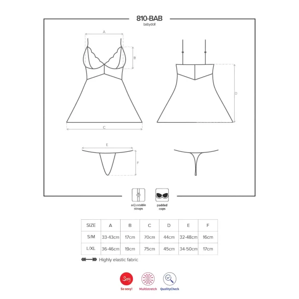 Obsessive - babydoll en dentelle avec string - blanc