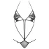 Obsessive Luiza - body string bretelles - motif tulipe - noir (S/M)