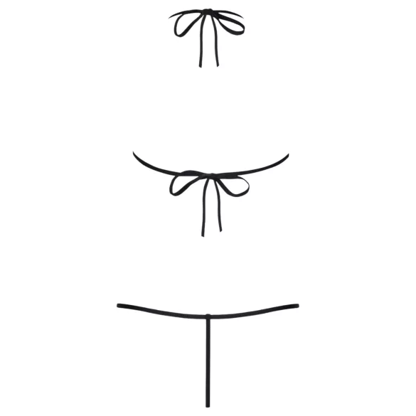 Obsessive Luiza - body string bretelles - motif tulipe - noir (S/M)