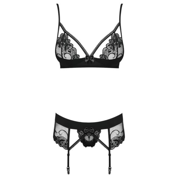 Obsessive Wonderia - ensemble lingerie dentelle brodée noire