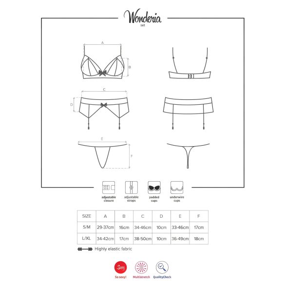 Obsessive Wonderia - ensemble lingerie dentelle brodée noire